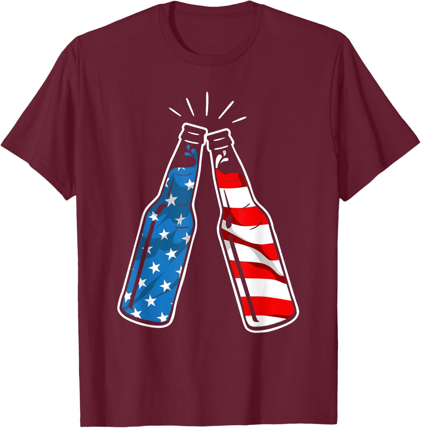 4th Of July Patriotic American Flag Beer Drinking Alcohol Women Men T-Shirt - T-Shirt | Maroon