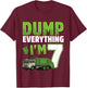 Kids Recycling Trash 7 Year Old Garbage Truck 7th Birthday Boy T-Shirt - T-Shirt | Maroon