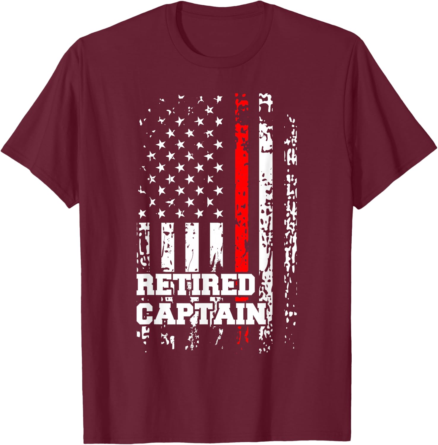 Retired Firefighter Captain Shirt Rank Retirement Gift T-Shirt - T-Shirt | Maroon