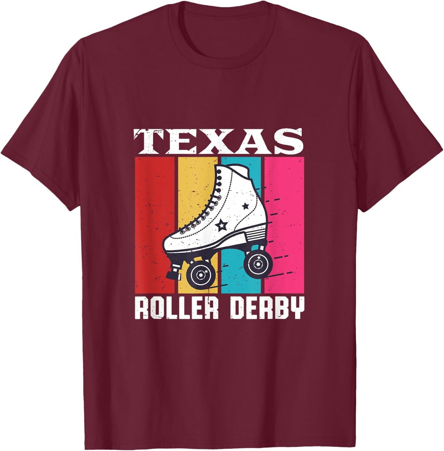 Vintage Retro Texas Roller Derby Women Roller Skating T-Shirt - T-Shirt | Maroon