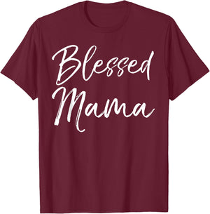 Cute Christian Mom Mother's Day Gift from Kids Blessed Mama T-Shirt - T-Shirt | Maroon