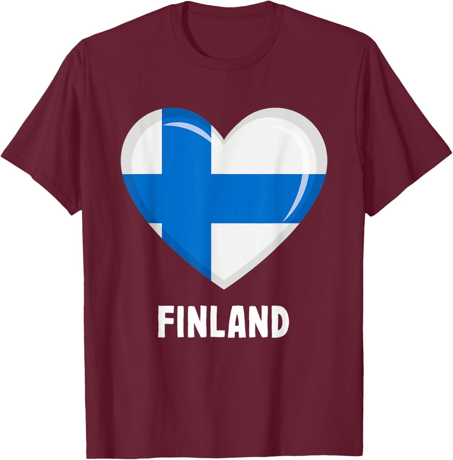 Finnish Finland Flag T-Shirt - T-Shirt | Maroon