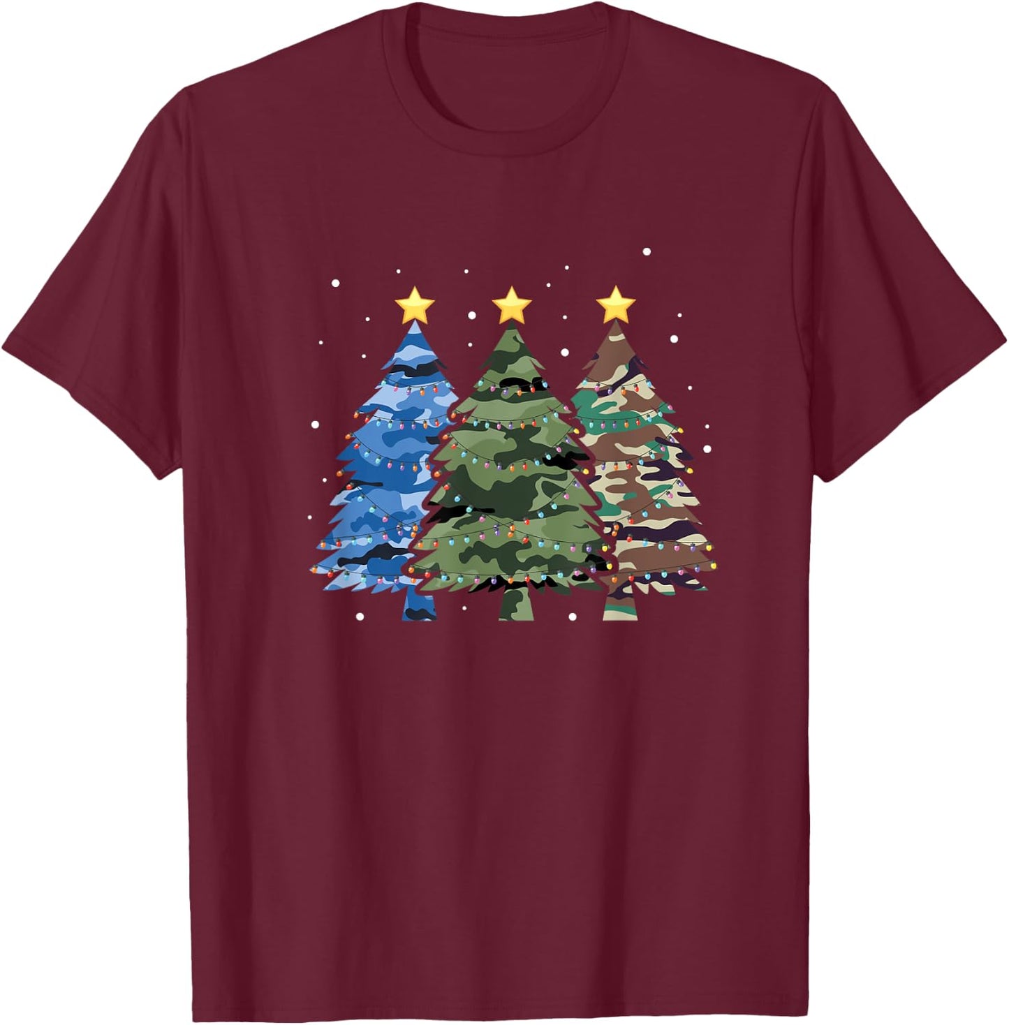 Christmas Tree Camo Camouflage T-Shirt - T-Shirt | Maroon