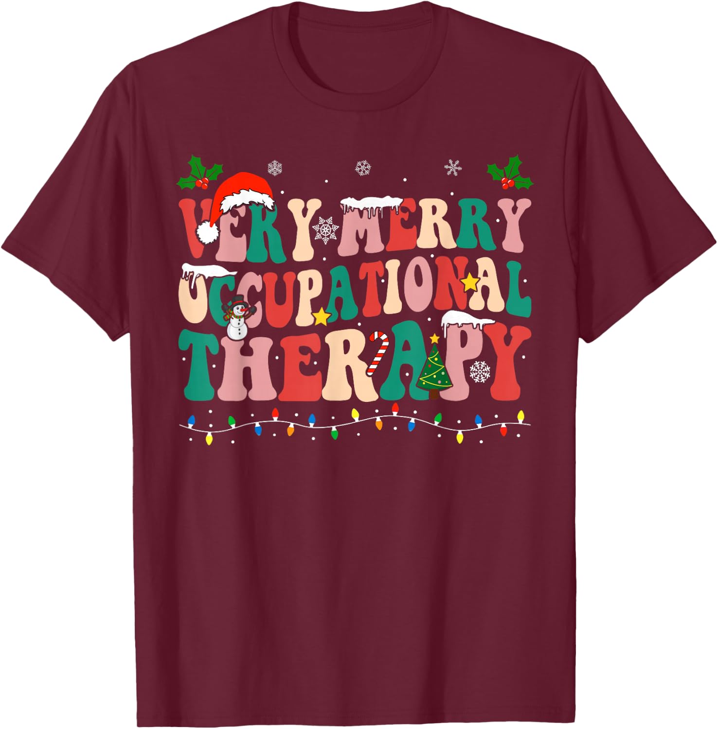 Very Merry Occupational Therapy Christmas OT Squad Christmas T-Shirt - T-Shirt | Maroon