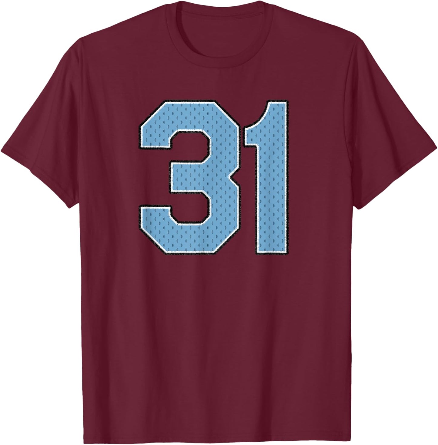 Sports Jersey Player Supporter Light Blue Number 31 T-Shirt - T-Shirt | Maroon