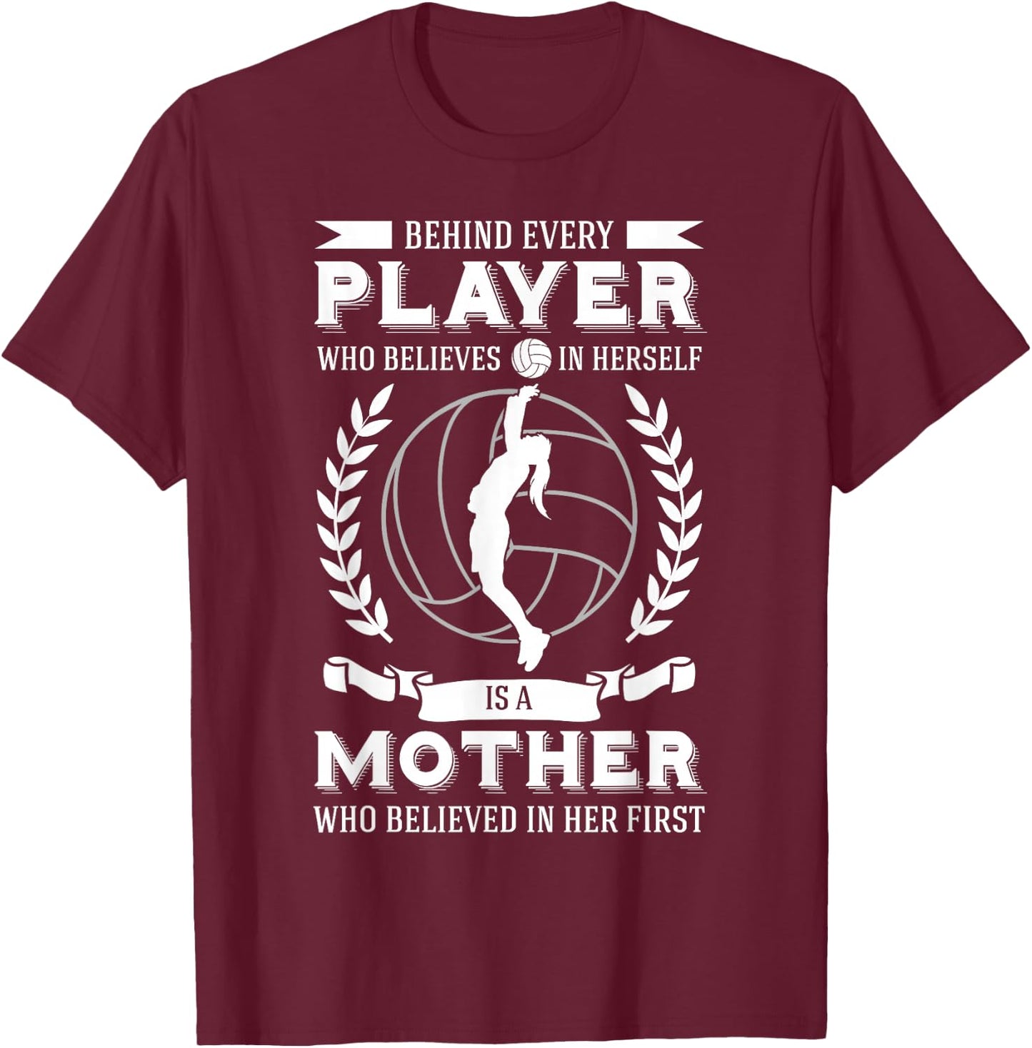 Volleyball Mom Player Mother's Day Team Sport Fan Mommy T-Shirt - T-Shirt | Maroon