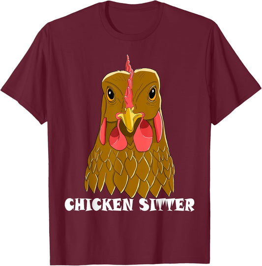 Chicken Sitter Poultry Art For Chicken Lover Farm Men Women T-Shirt - T-Shirt | Maroon