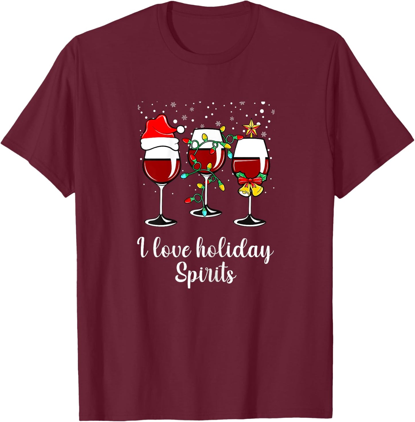 Red Wine Drinking Gift Funny Holiday Christmas Wine Glass T-Shirt - T-Shirt | Maroon