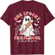 One Spooky Preschool Teacher Ghost Retro Halloween 2024 T-Shirt - T-Shirt | Maroon