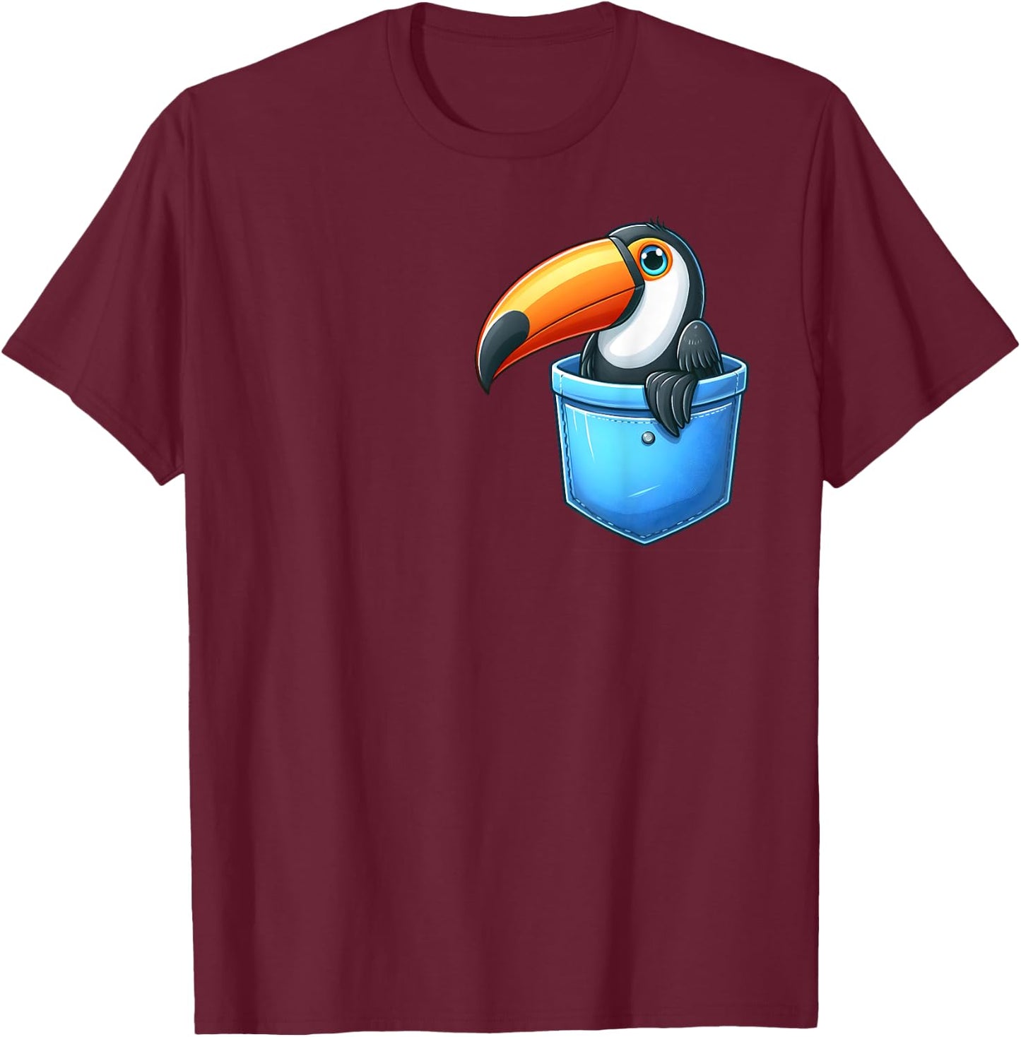 Adorable Toucan in Pocket for Kids, Boys, Girls, Women T-Shirt - T-Shirt | Maroon