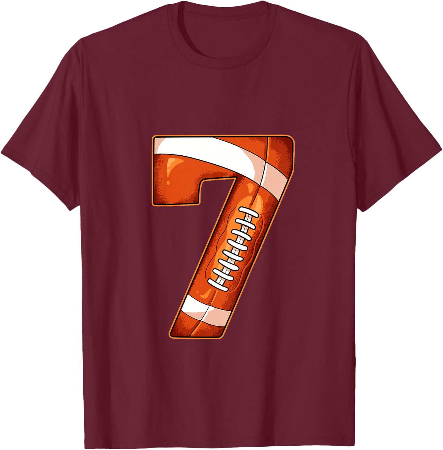7th Birthday Football T-Shirt - T-Shirt | Maroon