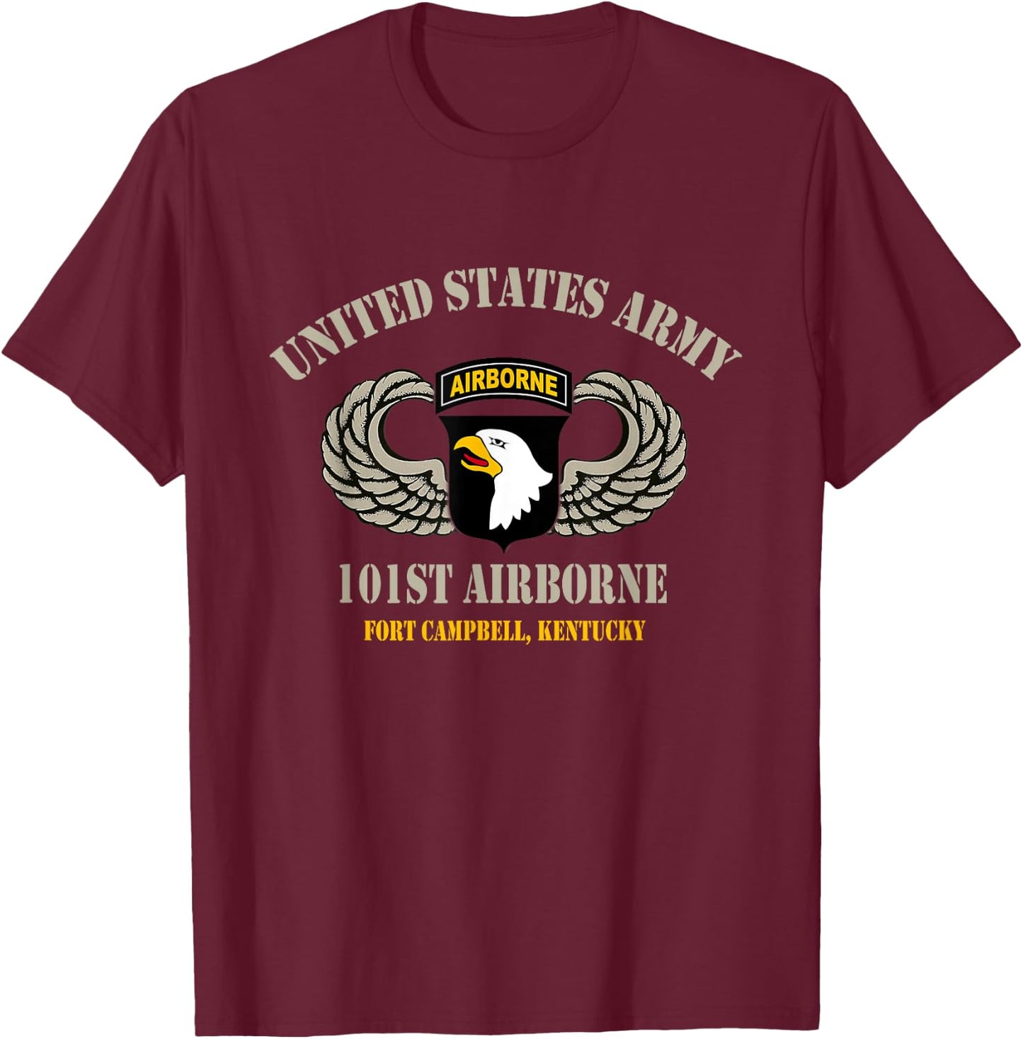 U.S Army Airborne 101st Fort Camb. Airborne Paratrooper Gift T-Shirt - T-Shirt | Maroon