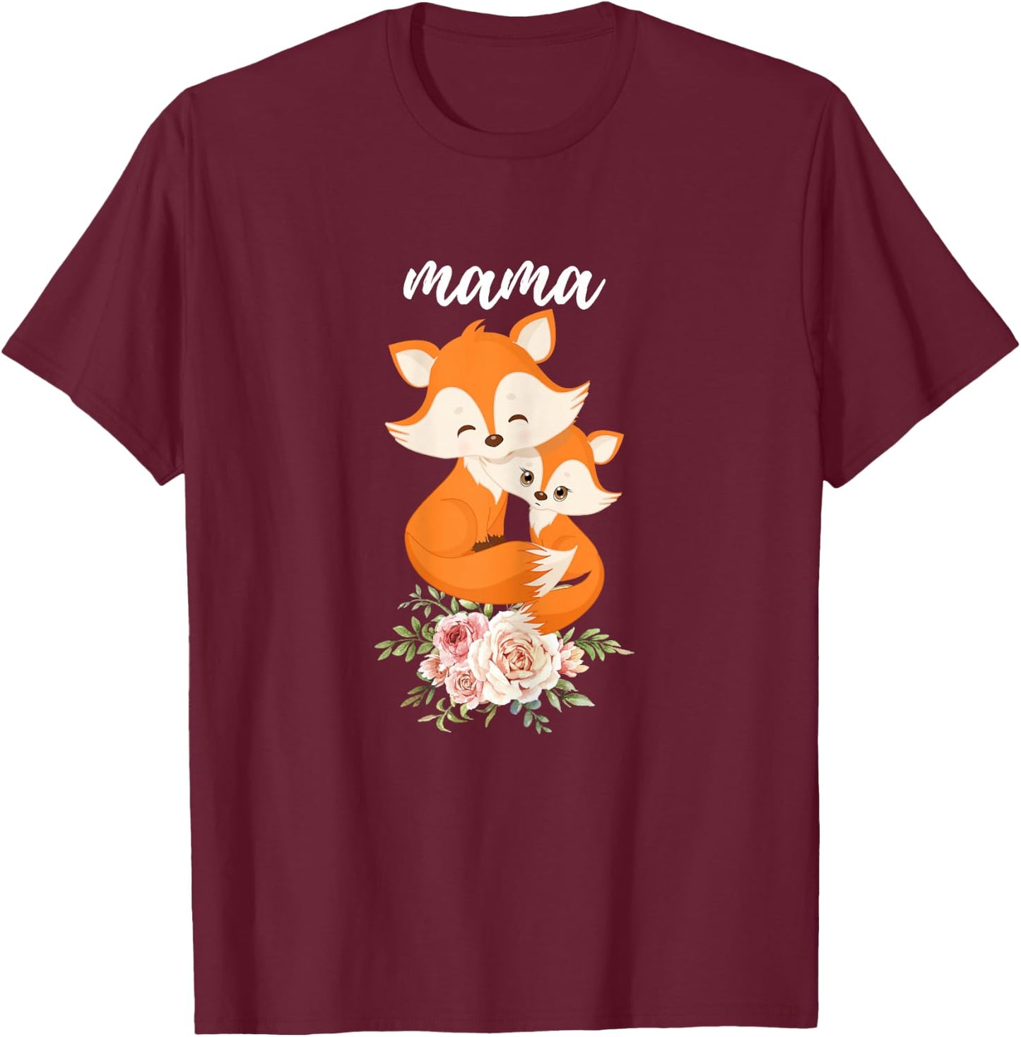 Mama Fox Shirt New Mom Foxes Moms Gift Mothers Day T-Shirt - T-Shirt | Maroon