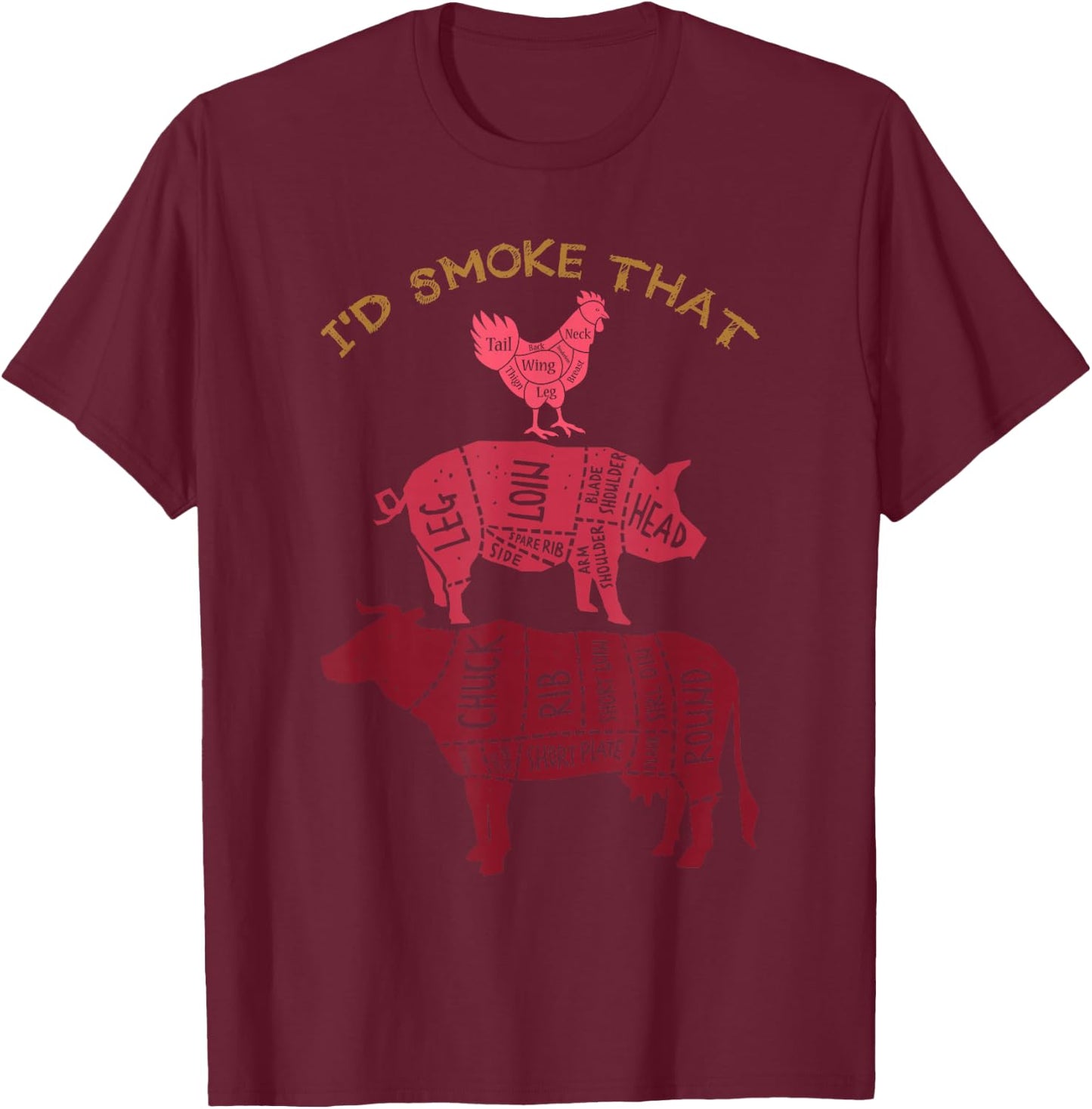 Id Smoke That Barbecue T-Shirt - T-Shirt | Maroon