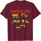 Kids Valentines Day Construction Loads Of Love Truck Toddler Boys T-Shirt - T-Shirt | Maroon