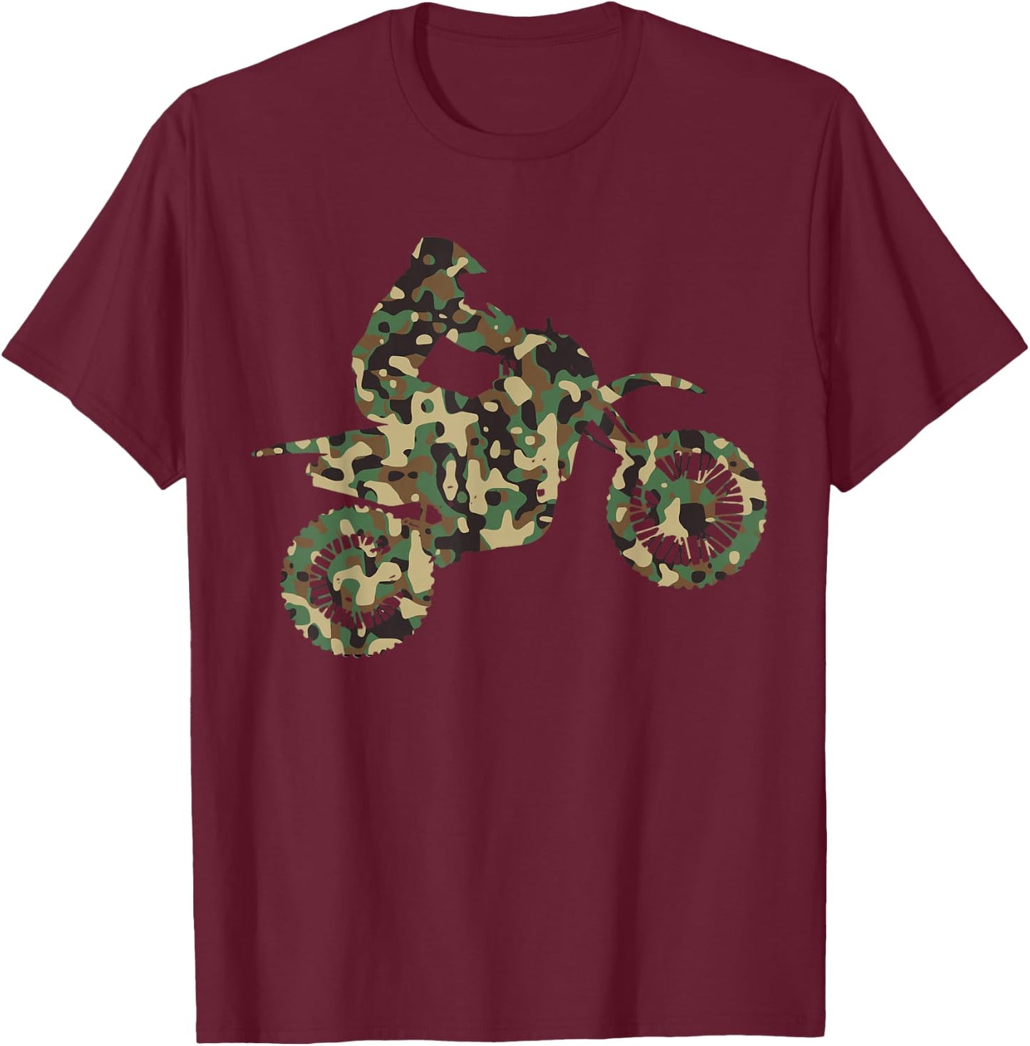 Motocross MX Enduro Motorcycle Camouflage Gift T-Shirt - T-Shirt | Maroon