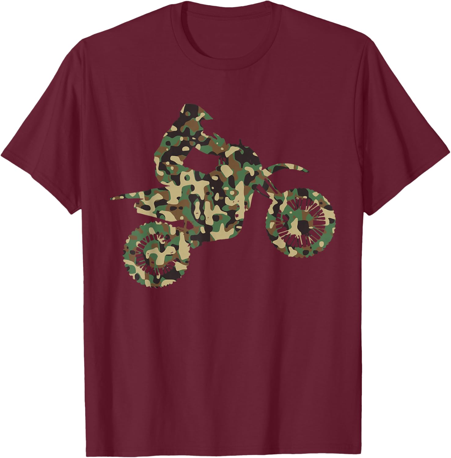 Motocross MX Enduro Motorcycle Camouflage Gift T-Shirt - T-Shirt | Maroon