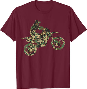 Motocross MX Enduro Motorcycle Camouflage Gift T-Shirt - T-Shirt | Maroon