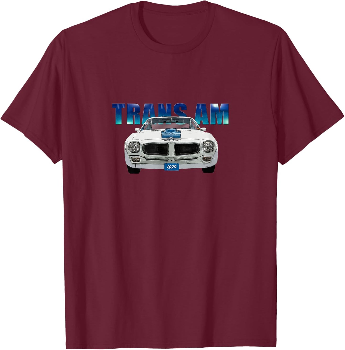 Vintage 1970 Trans Am, White, American Classic, Blue Wrap T-Shirt - T-Shirt | Maroon