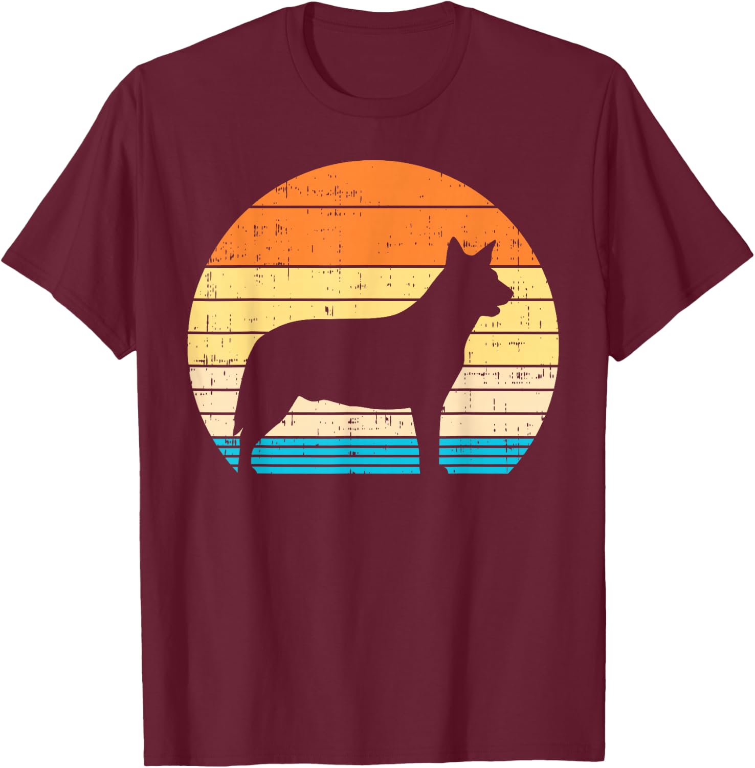 Heeler Australian Cattle Dog Retro Blue Red Animal Pet Gift T-Shirt - T-Shirt | Maroon