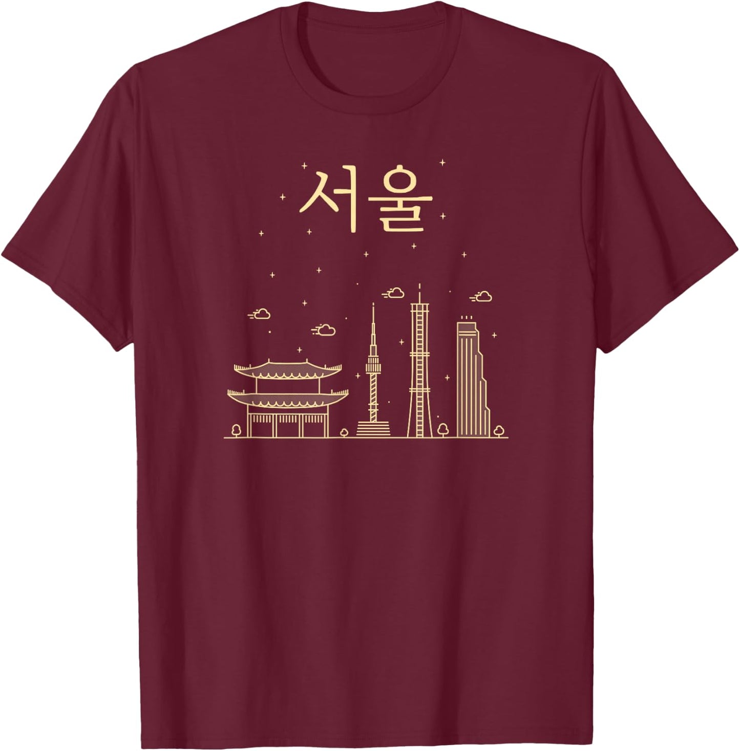 Seoul Korea in Hangul T-Shirt - T-Shirt | Maroon