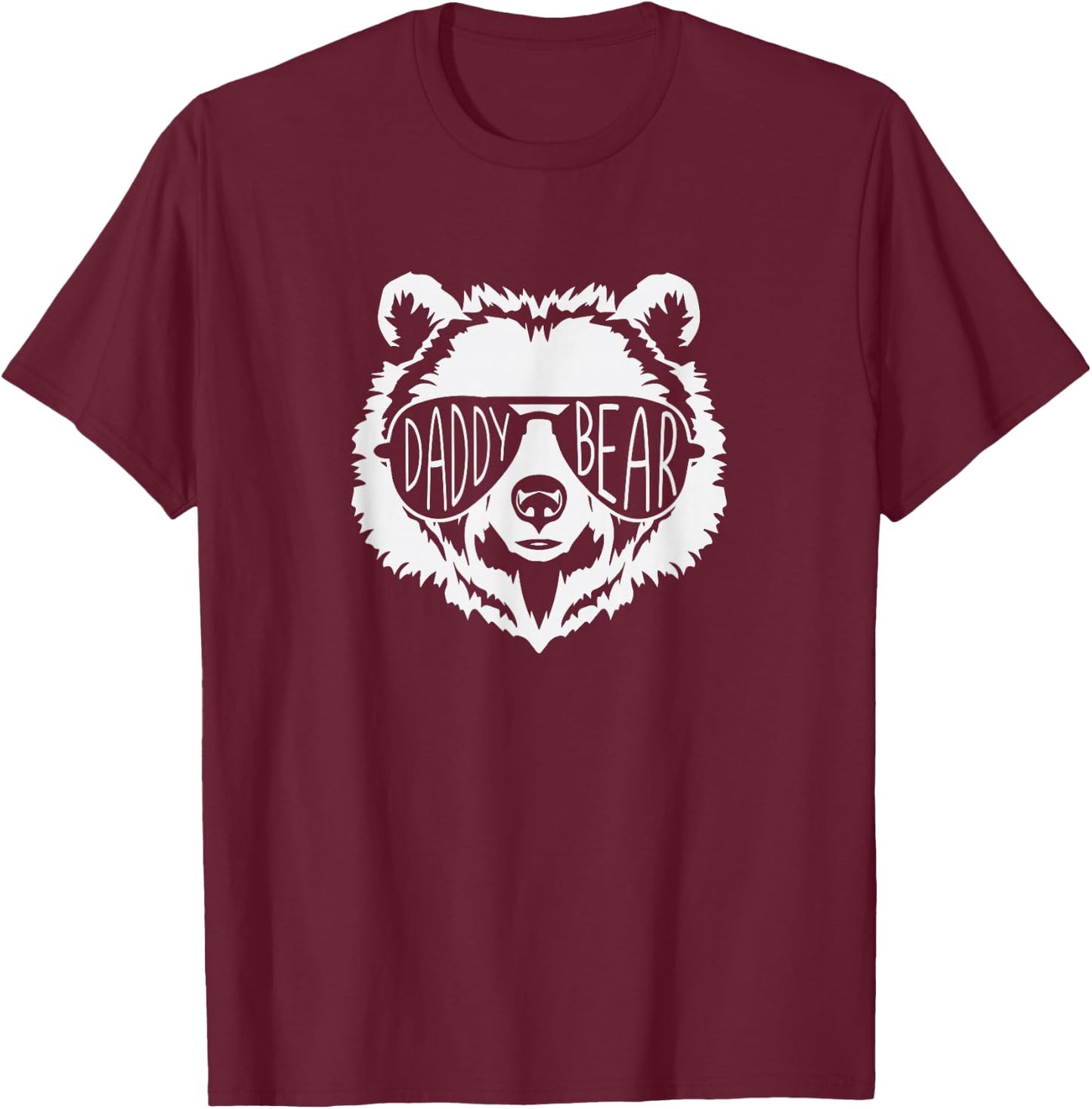 Daddy Bear Face with Sunglasses Father's Day T-Shirt - T-Shirt | Maroon