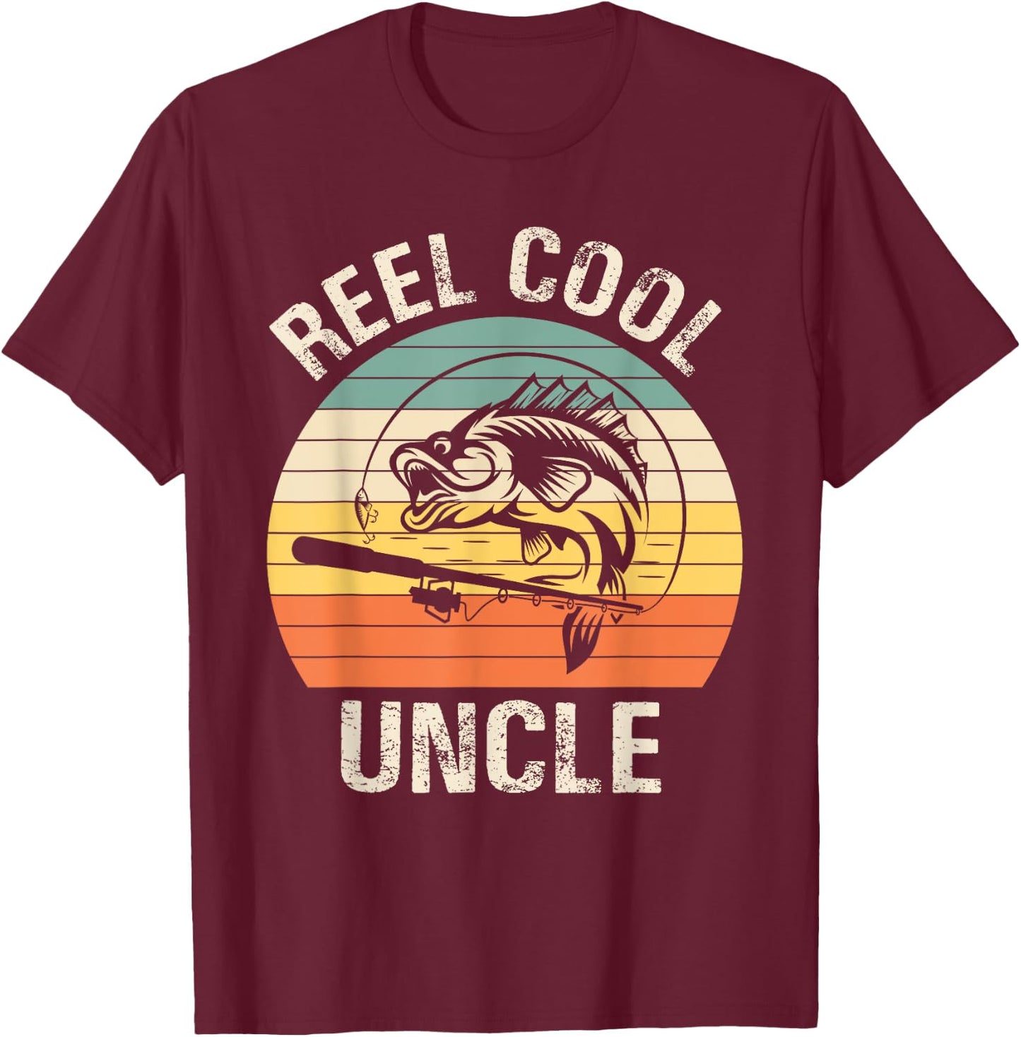 Reel Cool Uncle Fishing Funny Gift T-Shirt - T-Shirt | Maroon