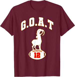 Vintage Distressed GOAT 12 Football T-Shirt - T-Shirt | Maroon