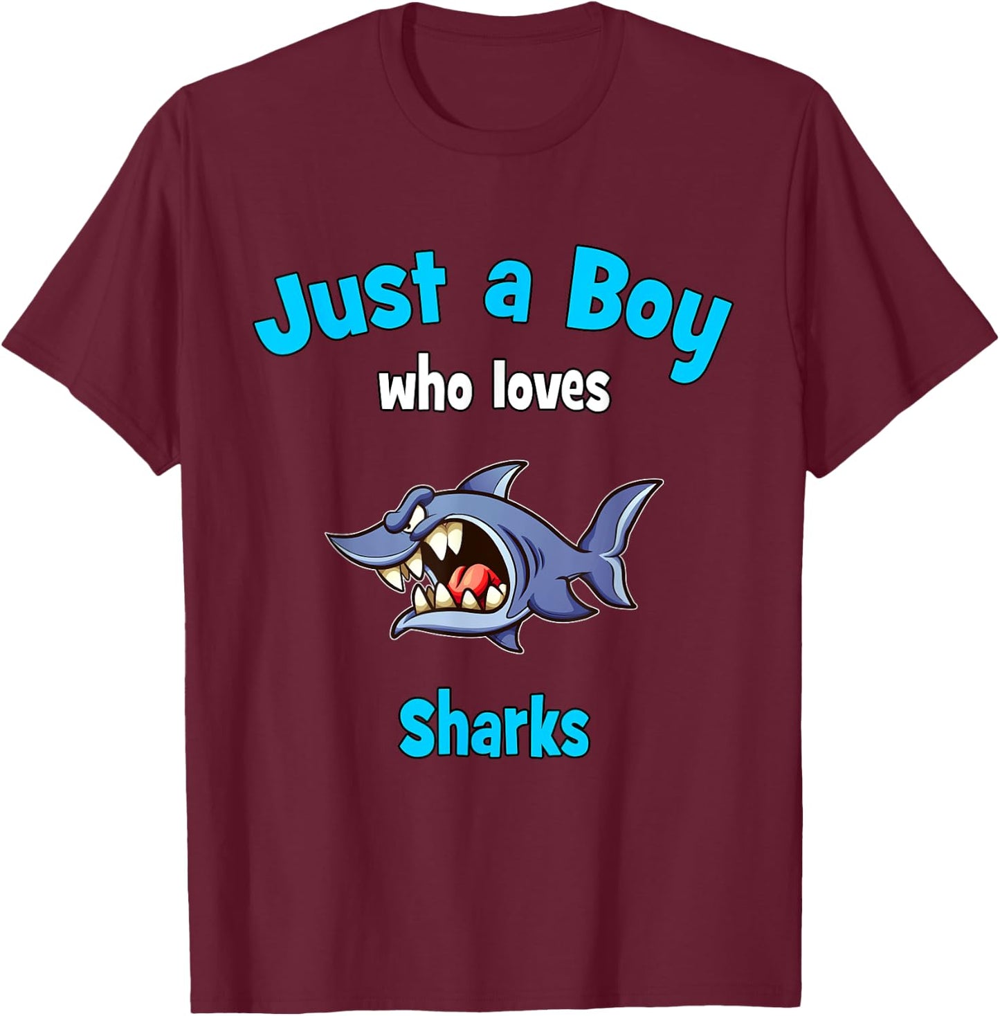Shark for Boys | Kids Shark T-Shirt - T-Shirt | Maroon