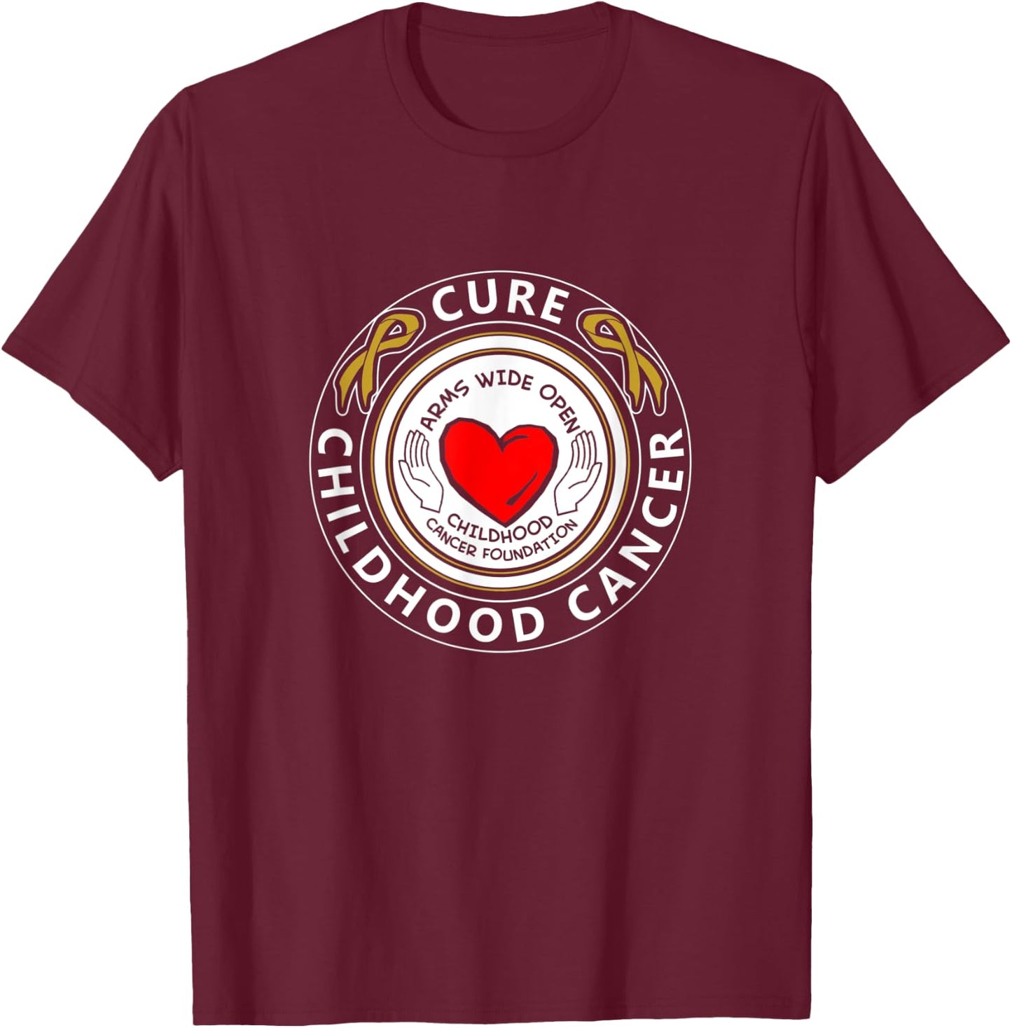 Arms Wide Open Childhood Cancer Foundation T-Shirt - T-Shirt | Maroon