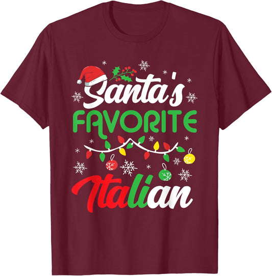 Santa's Favorite Italian Clothing Holiday Gifts Christmas T-Shirt - T-Shirt | Maroon