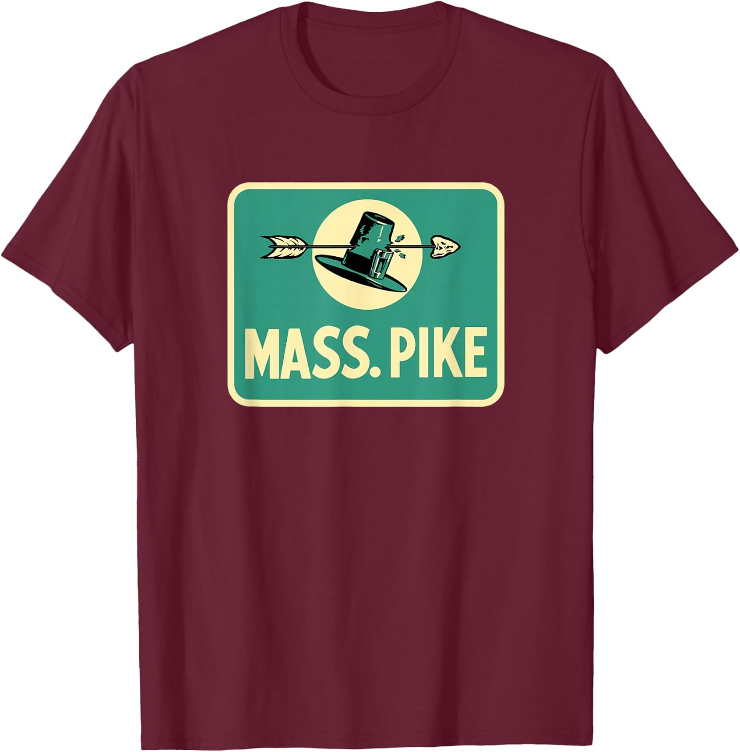 Mass Pike Road Sign Massachusetts Turnpike Route 90 T-Shirt - T-Shirt | Maroon