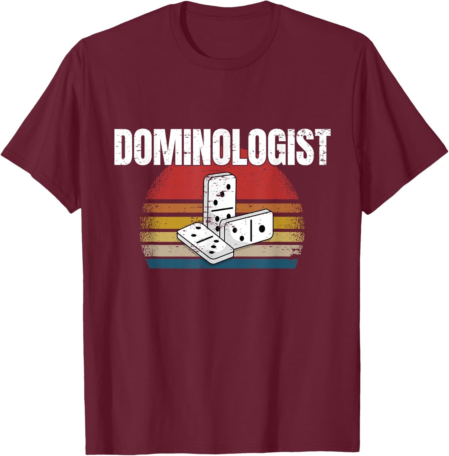 Retro Domino Player Dominoes Game Dominologist Funny Saying T-Shirt - T-Shirt | Maroon