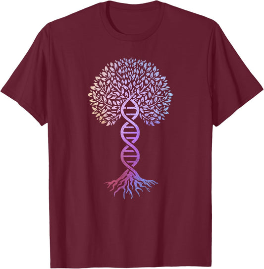 Tree Of Life DNA Science Genetics Earth Day Genealogy T-Shirt - T-Shirt | Maroon
