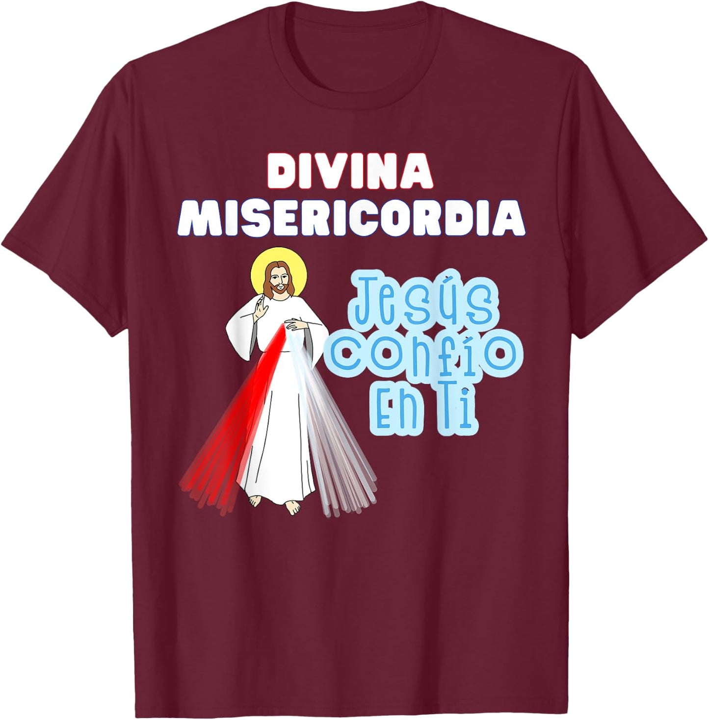 Jesús Confío En Ti Divine Mercy Spanish Catholic Kids T-Shirt - T-Shirt | Maroon