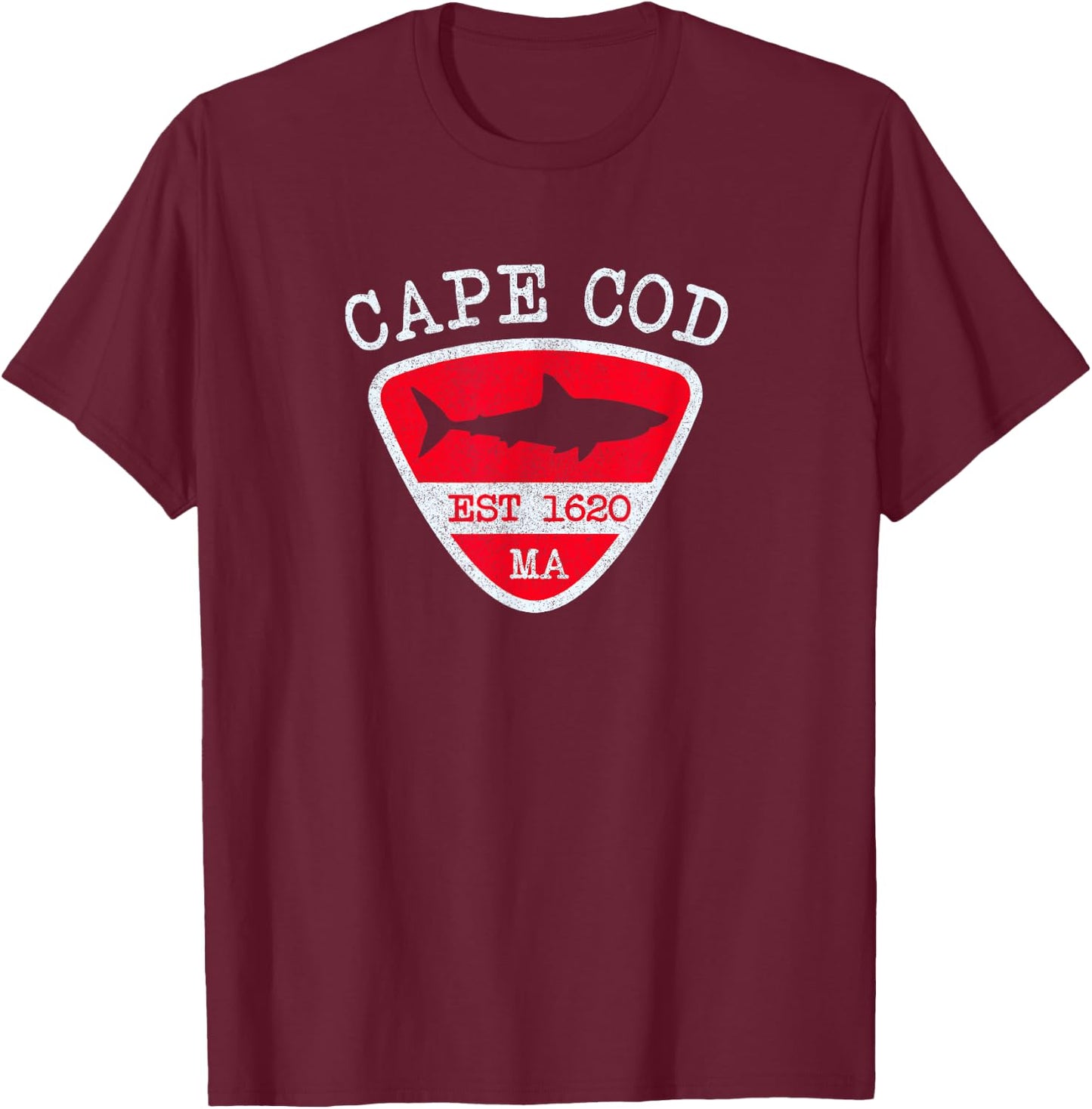 Vintage Cape Cod Massachusetts Shark Souvenir Boys Girls T-Shirt - T-Shirt | Maroon