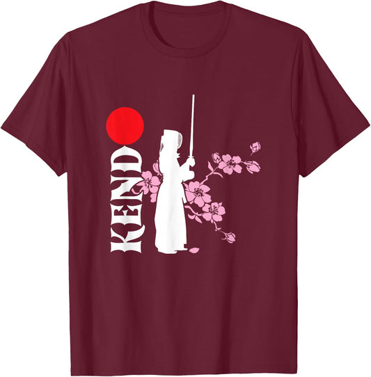 Kendo Fighter Japan Samurai Sinobi Japanese Martial Arts T-Shirt - T-Shirt | Maroon