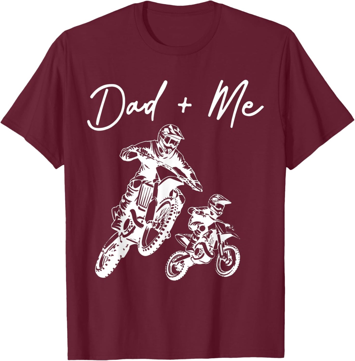 Daddy And Me Riding Father Motorcycle Friends son Daughter T-Shirt - T-Shirt | Maroon