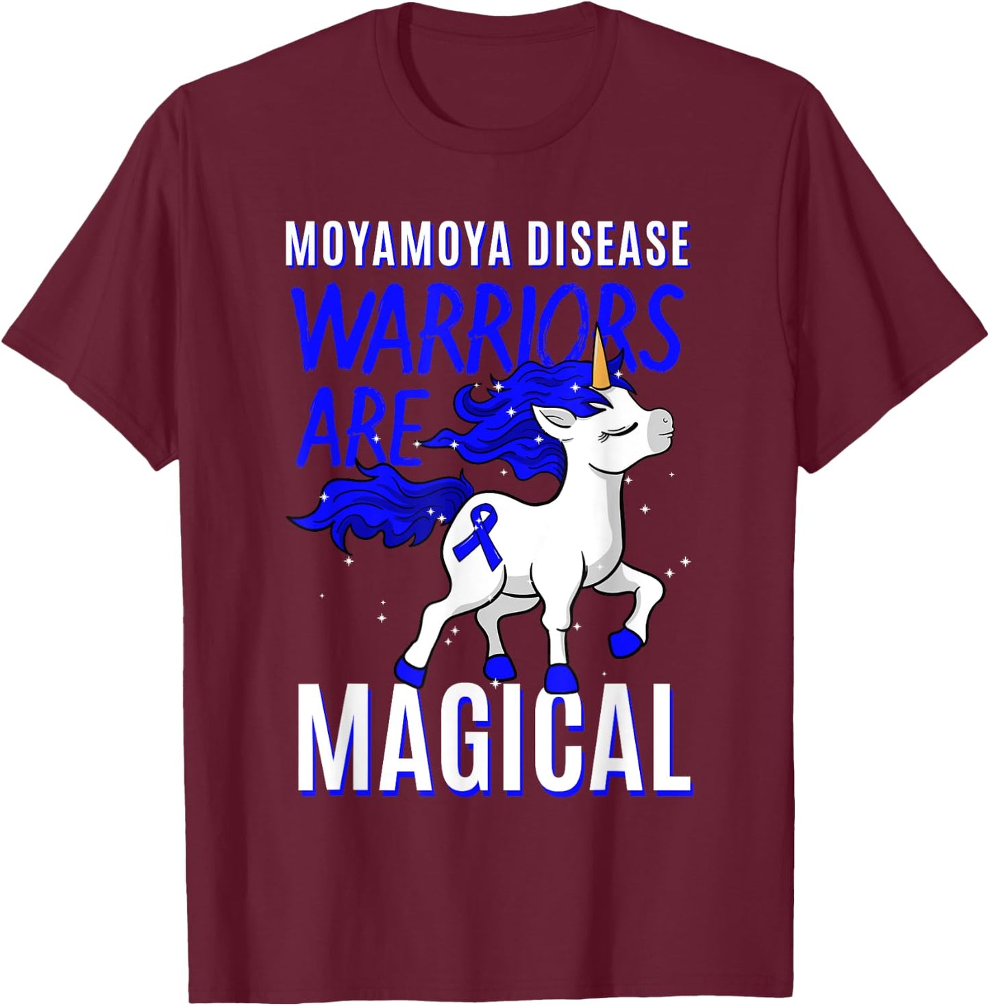 Moyamoya Disease Warrior Disorder Blood Vessel Unicorn T-Shirt - T-Shirt | Maroon