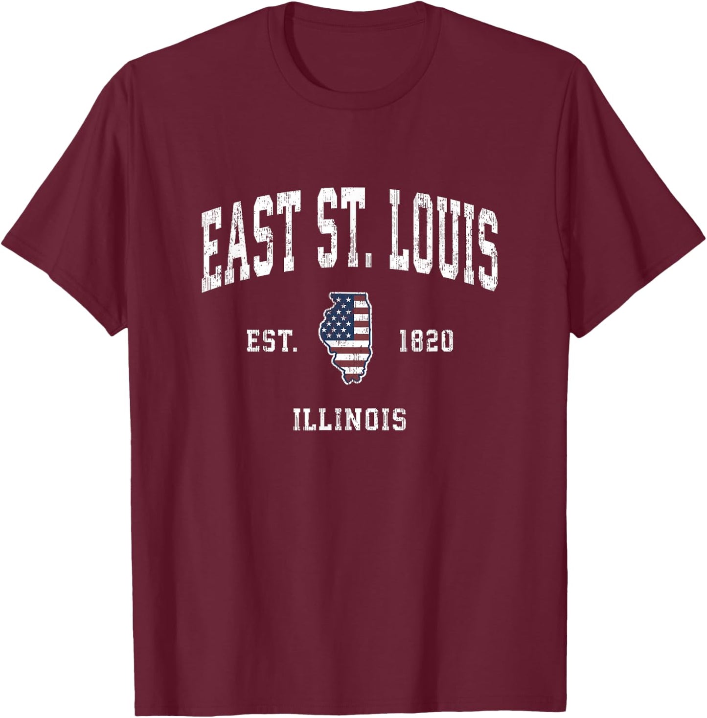 East St. Louis Illinois IL Vintage American Flag Design Kids Men T-Shirt - T-Shirt | Maroon