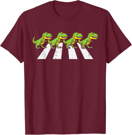Trex Crossing Road Funny Crosswalk Pun Dinosaur Lover Gift T-Shirt - T-Shirt | Maroon