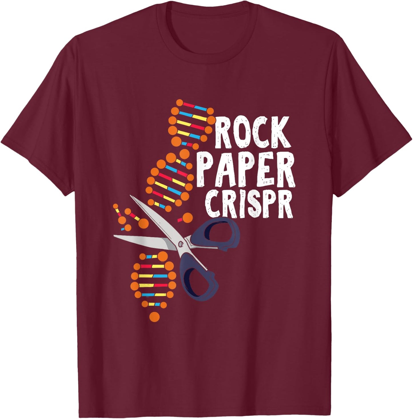 Rock Paper Crispr DNA Biologist Genetic Engineering Science T-Shirt - T-Shirt | Maroon
