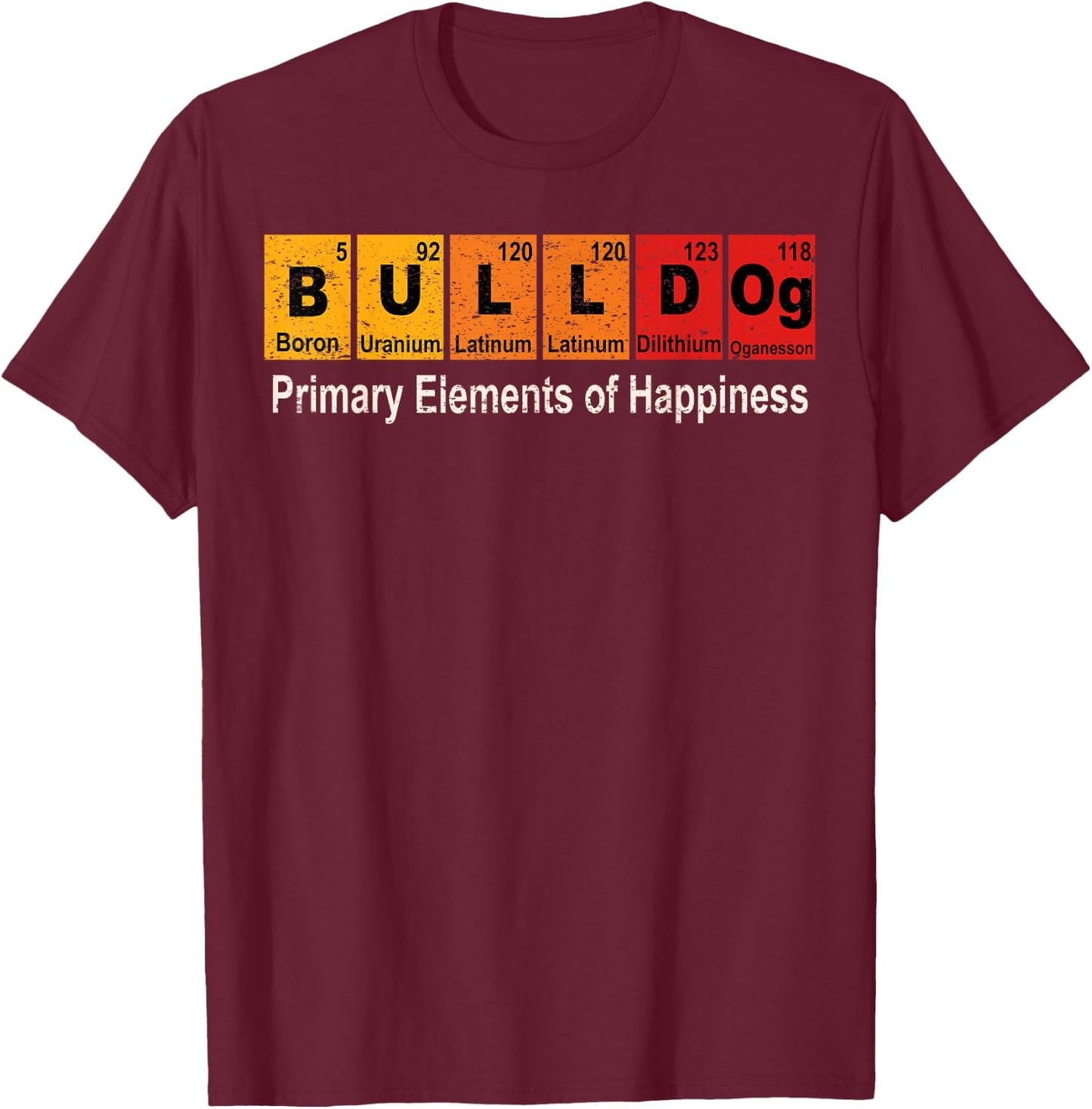 Vintage Bulldog Science Teacher Funny Periodic Table Retro T-Shirt - T-Shirt | Maroon