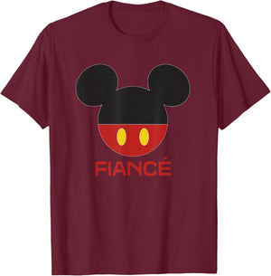 Disney Mickey Mouse Red Shorts Icon Fiancé Engagement Family T-Shirt - T-Shirt | Maroon