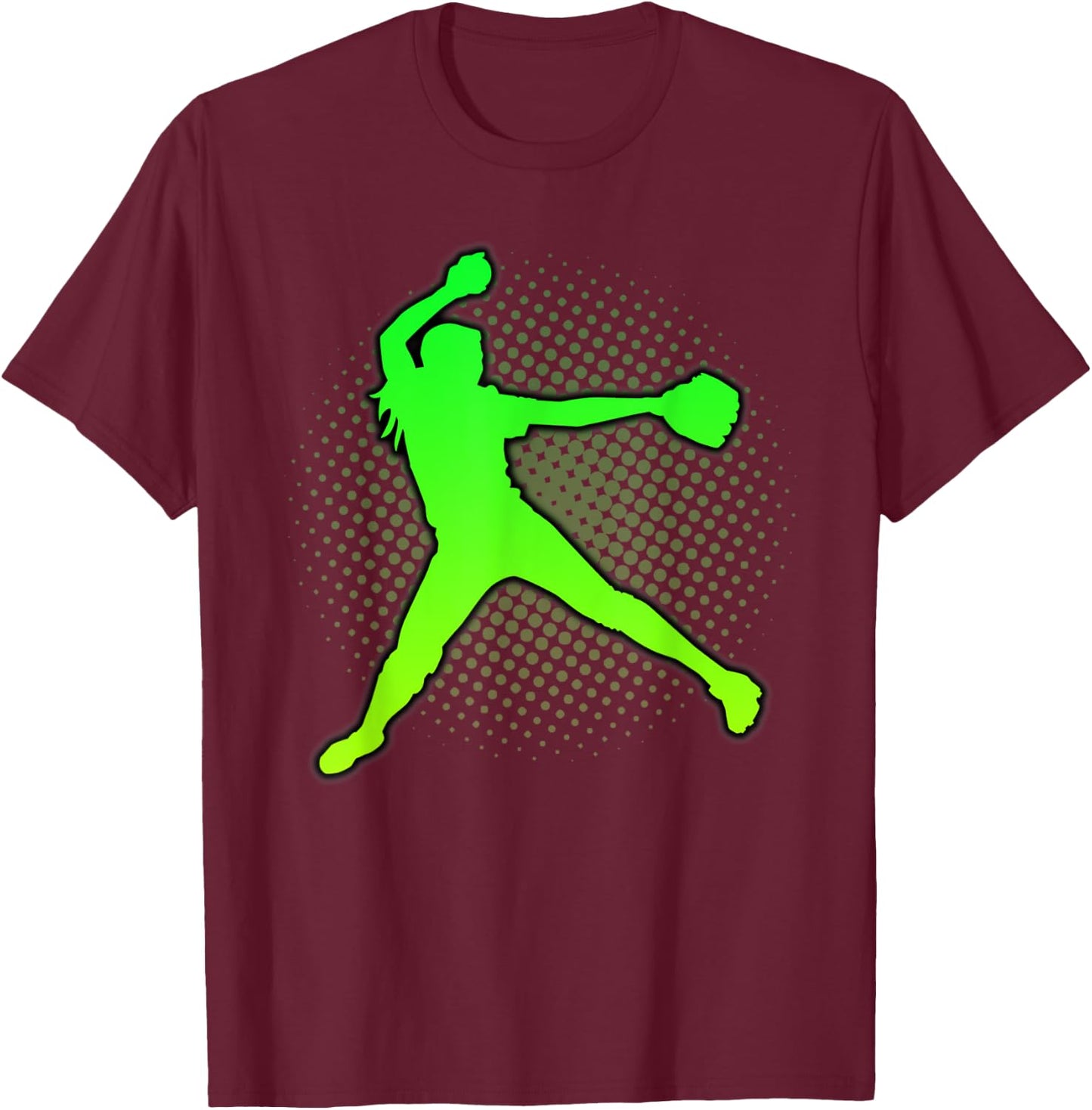 Softball Girls & Women's Gift Green Yellow Fast Pitch Teen T-Shirt - T-Shirt | Maroon