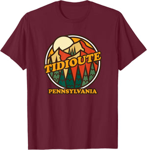 Vintage Tidioute Pennsylvania Mountain Hiking Souvenir Print T-Shirt - T-Shirt | Maroon