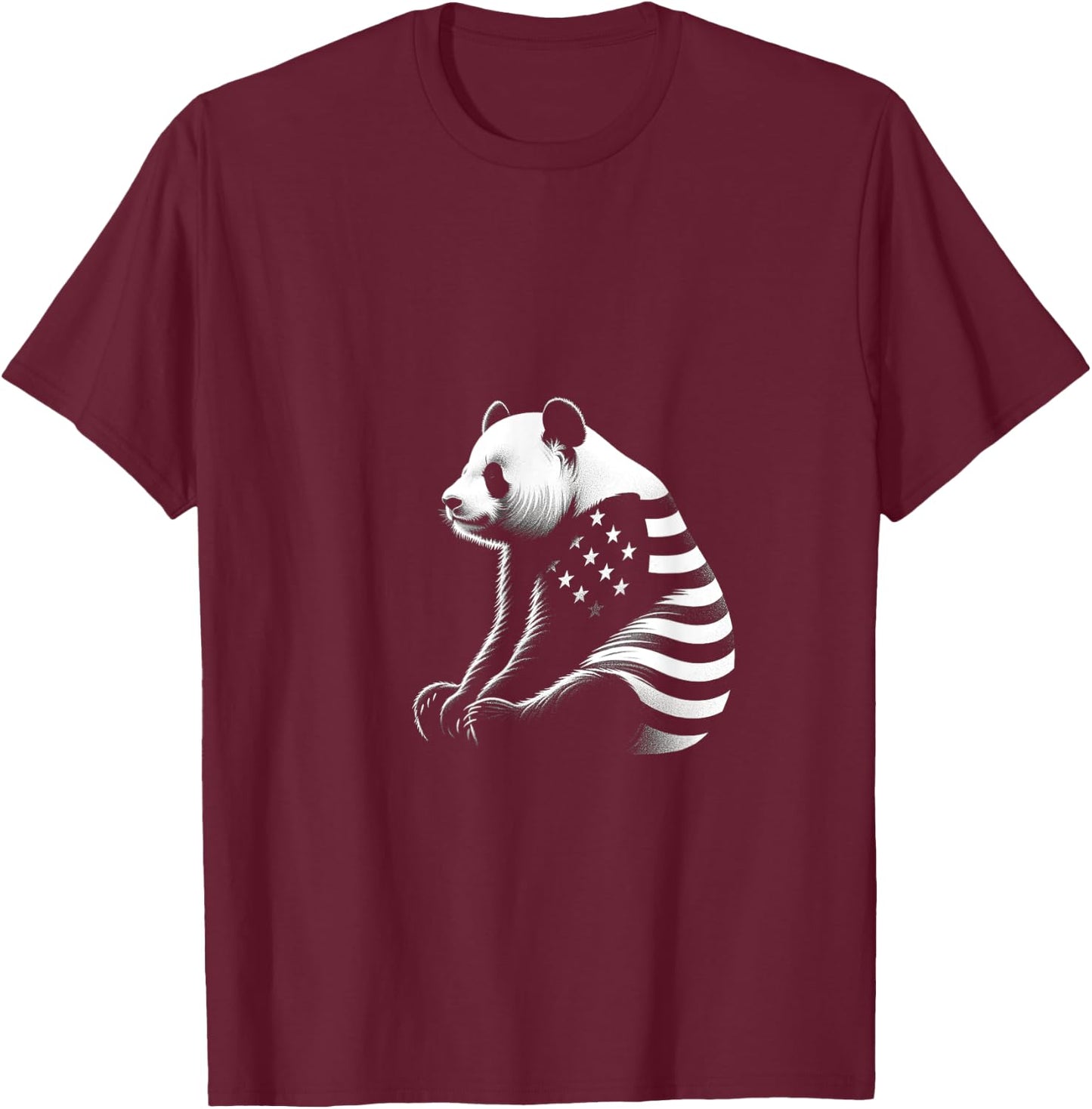 Panda American Flag USA Flag Men T-Shirt - T-Shirt | Maroon