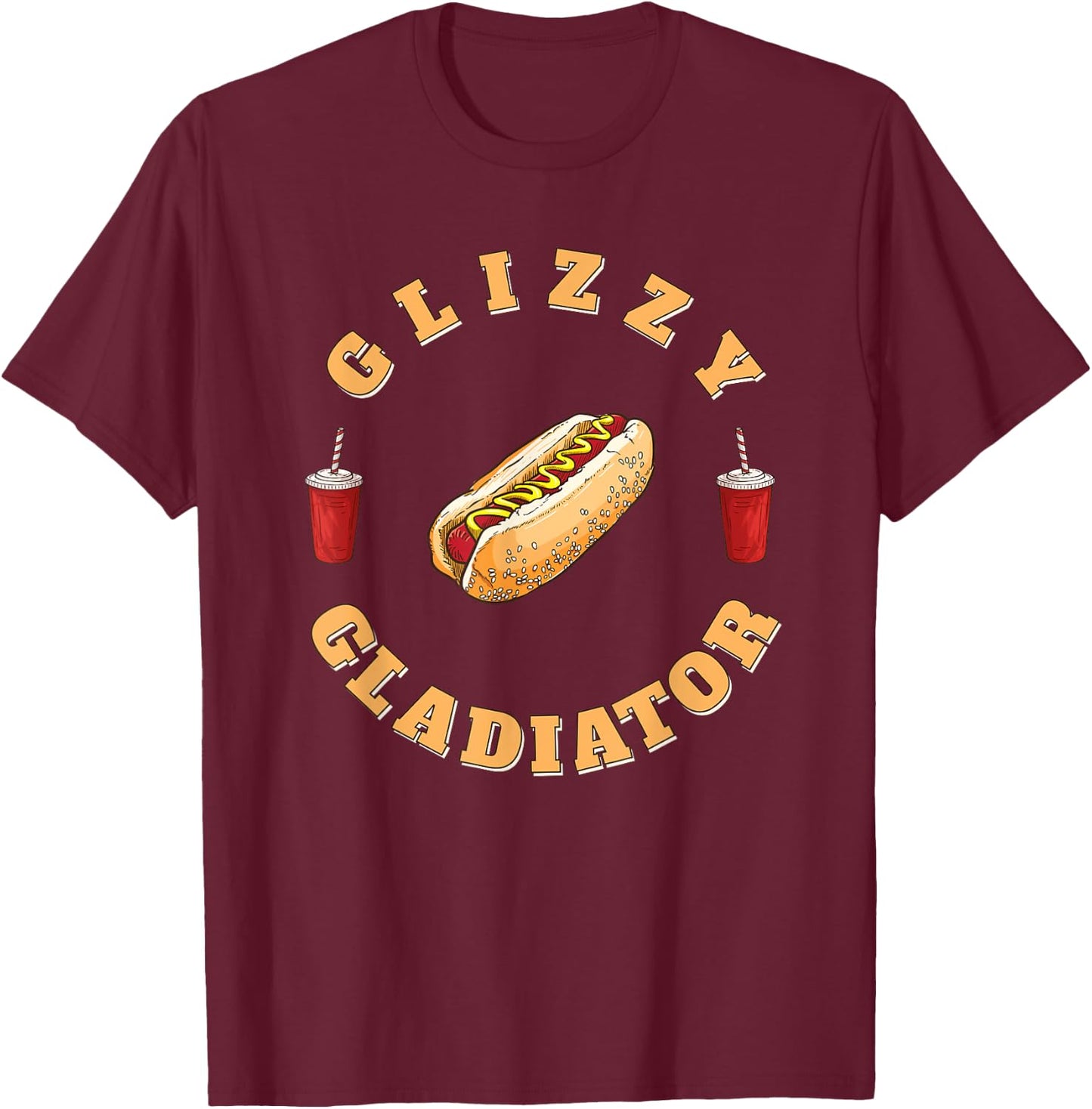 Glizzy Gladiator Funny Hotdog Humor Retro Sports Design Women Girls Kids T-Shirt - T-Shirt | Maroon