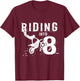 Riding Into 8 Years Old 8th Birthday Boy Dirt Bike Party T-Shirt - T-Shirt | Maroon