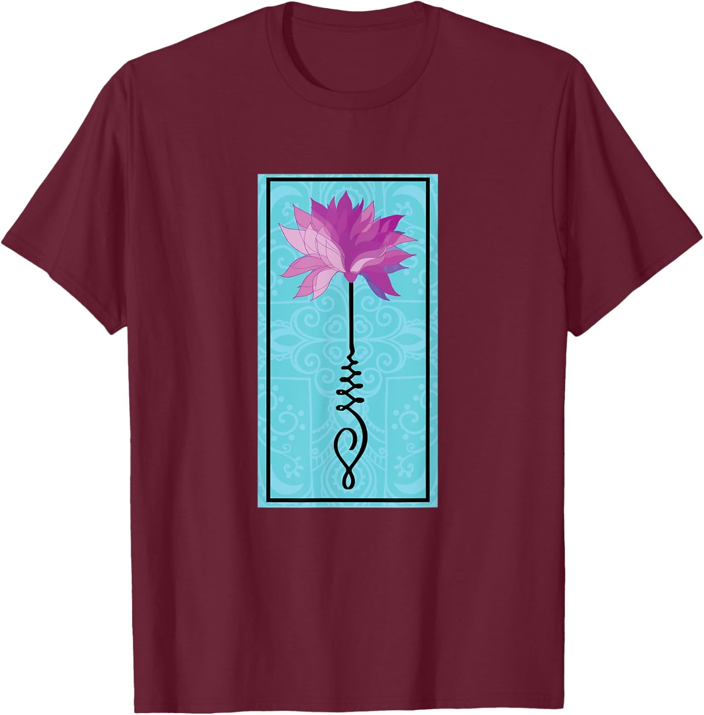 Mandala Unalome Lotus Flower Meditation T-Shirt - T-Shirt | Maroon